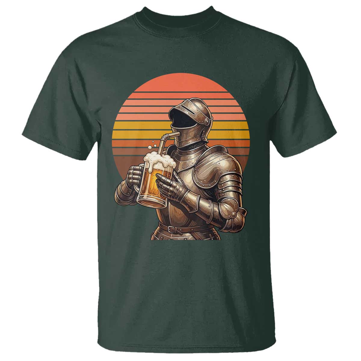 Funny Medieval Renaissance Drinker T Shirt Vintage Knight In Armor Beer Lover