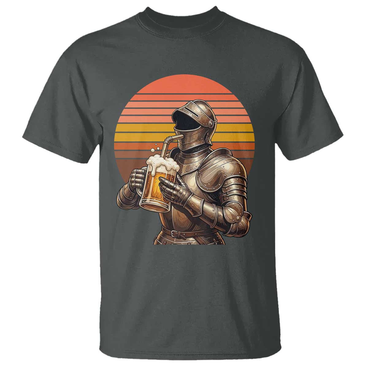 Funny Medieval Renaissance Drinker T Shirt Vintage Knight In Armor Beer Lover