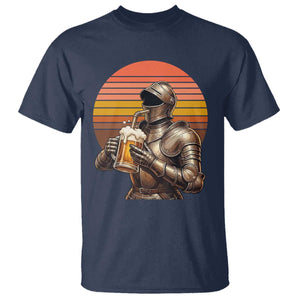 Funny Medieval Renaissance Drinker T Shirt Vintage Knight In Armor Beer Lover
