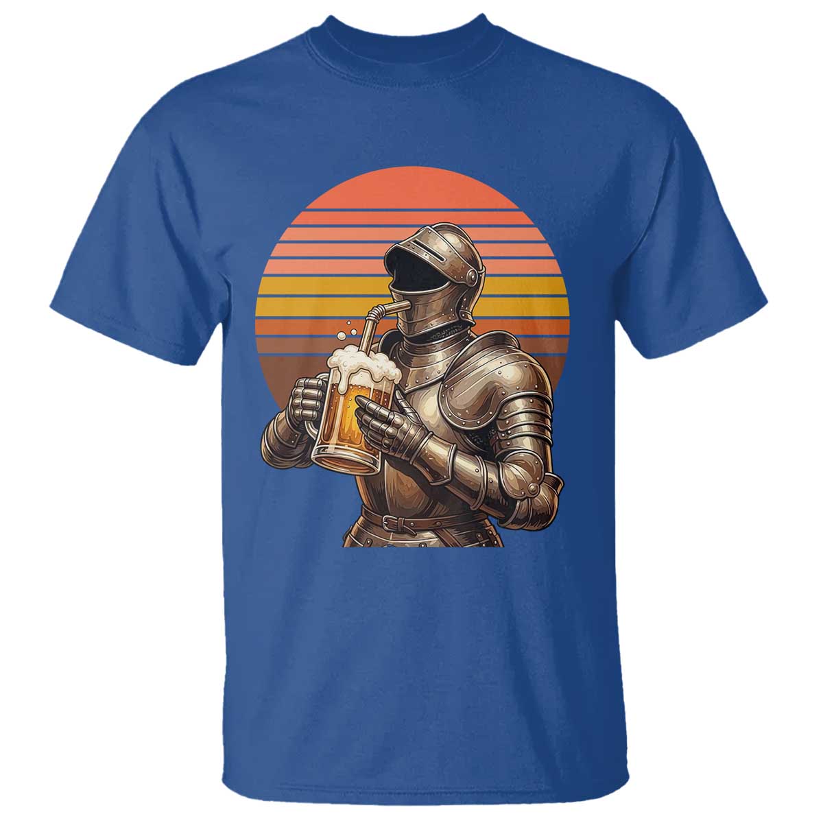 Funny Medieval Renaissance Drinker T Shirt Vintage Knight In Armor Beer Lover