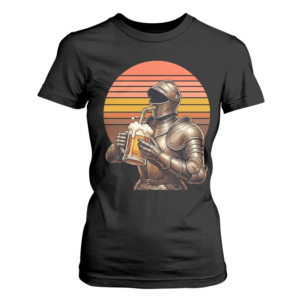 Funny Medieval Renaissance Drinker T Shirt For Women Vintage Knight In Armor Beer Lover