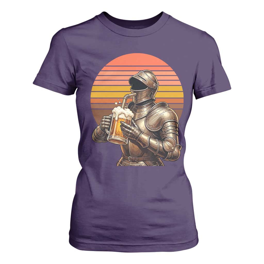 Funny Medieval Renaissance Drinker T Shirt For Women Vintage Knight In Armor Beer Lover