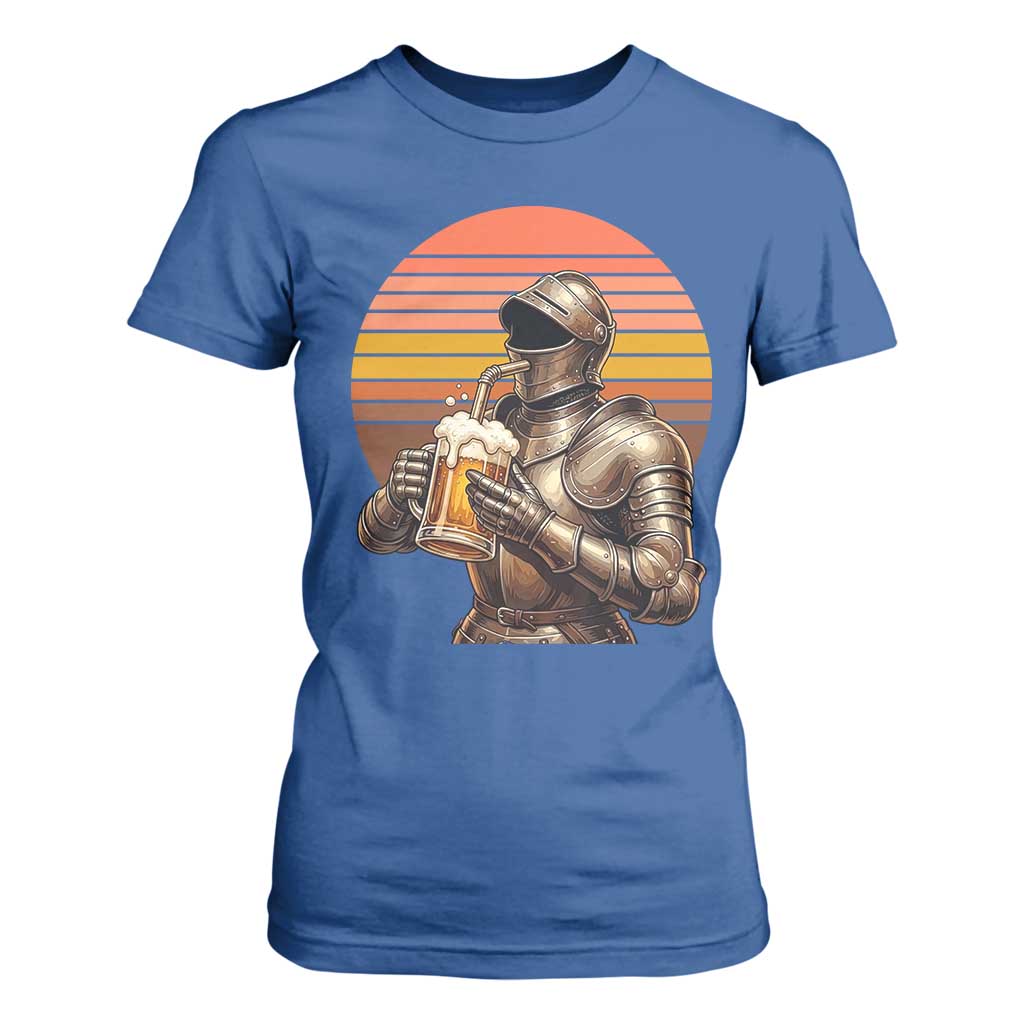 Funny Medieval Renaissance Drinker T Shirt For Women Vintage Knight In Armor Beer Lover