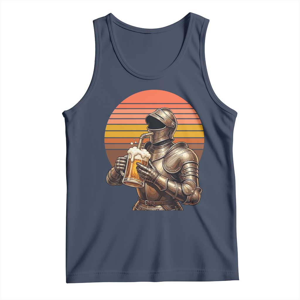 Funny Medieval Renaissance Drinker Tank Top Vintage Knight In Armor Beer Lover