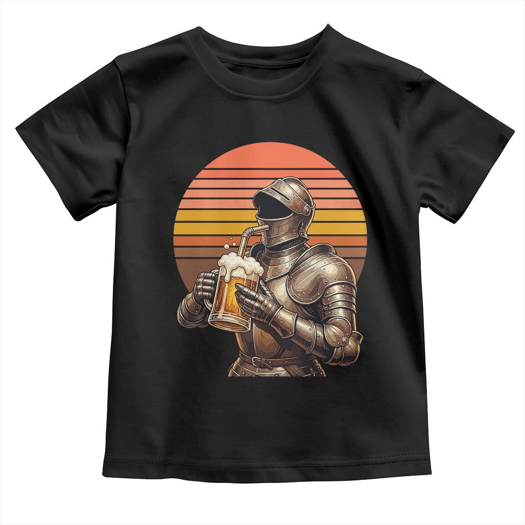 Funny Medieval Renaissance Drinker Toddler T Shirt Vintage Knight In Armor Beer Lover TS12 Black Print Your Wear