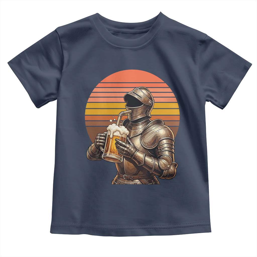Funny Medieval Renaissance Drinker Toddler T Shirt Vintage Knight In Armor Beer Lover