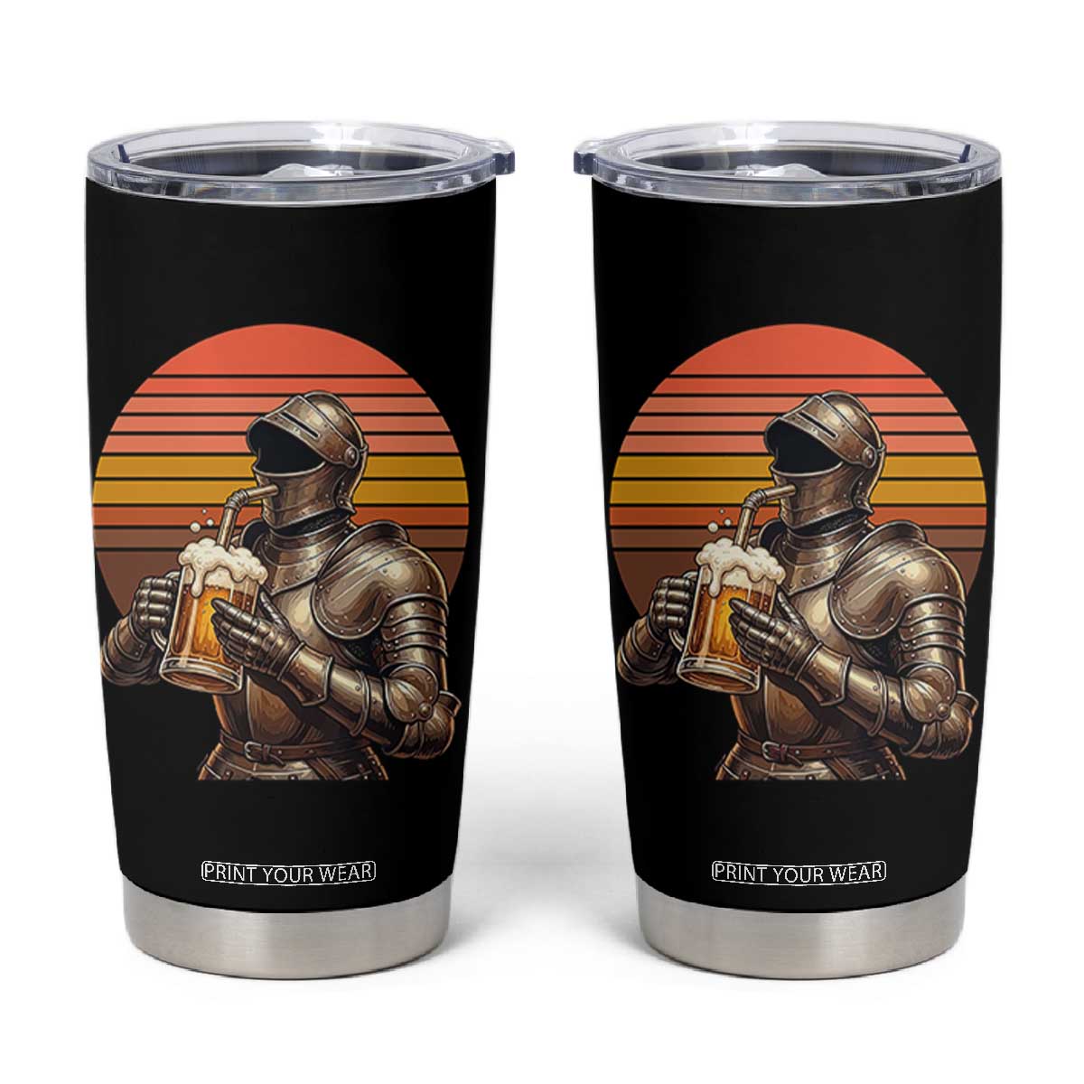 Funny Medieval Renaissance Drinker Tumbler Cup Vintage Knight In Armor Beer Lover TS12 Black Print Your Wear