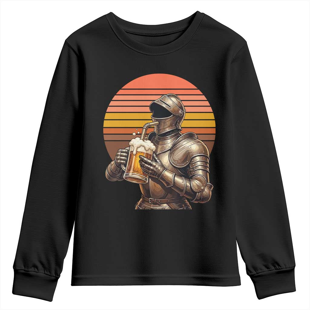 Funny Medieval Renaissance Drinker Youth Sweatshirt Vintage Knight In Armor Beer Lover TS12 Black Print Your Wear