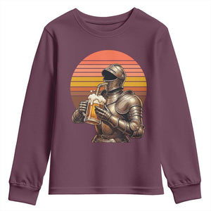 Funny Medieval Renaissance Drinker Youth Sweatshirt Vintage Knight In Armor Beer Lover
