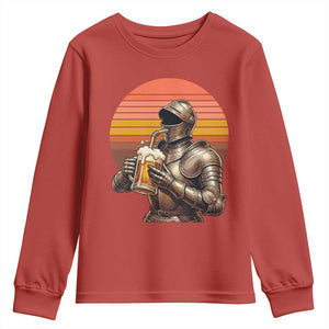 Funny Medieval Renaissance Drinker Youth Sweatshirt Vintage Knight In Armor Beer Lover