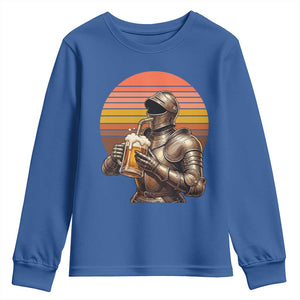 Funny Medieval Renaissance Drinker Youth Sweatshirt Vintage Knight In Armor Beer Lover