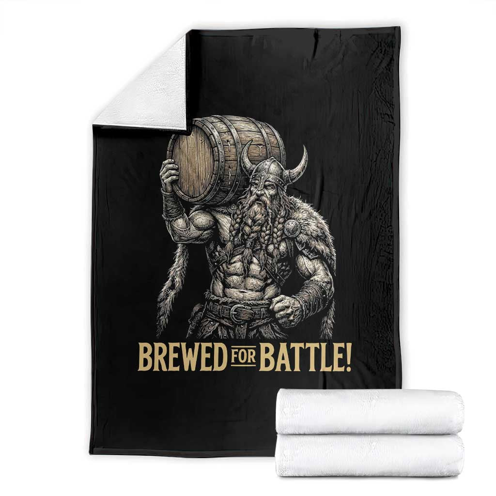 Vintage Viking Beer Drinker Warrior Gift Throw Blanket Brewed For Battle TS12 Black Print Your Wear