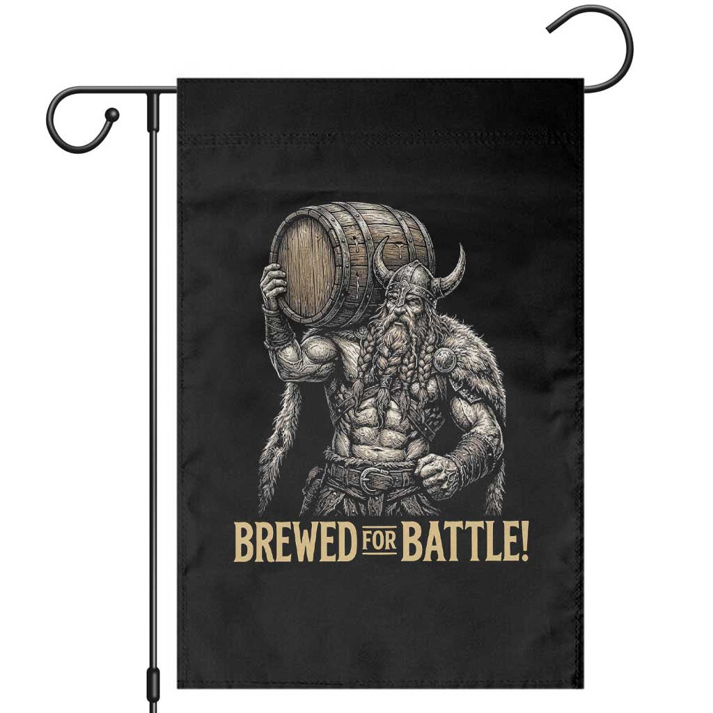 Vintage Viking Beer Drinker Warrior Gift Garden Flag Brewed For Battle TS12 Black Print Your Wear