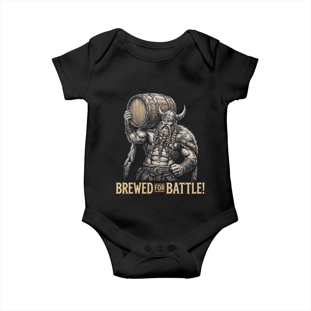 Vintage Viking Beer Drinker Warrior Gift Baby Onesie Brewed For Battle TS12 Black Print Your Wear