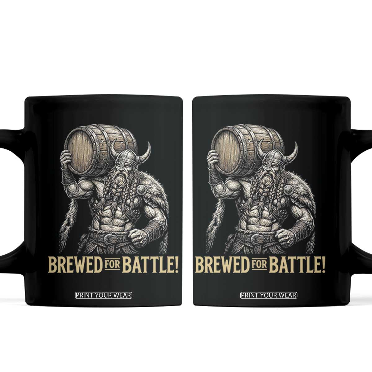 Vintage Viking Beer Drinker Warrior Gift Coffee Mug Brewed For Battle TS12 Black Print Your Wear