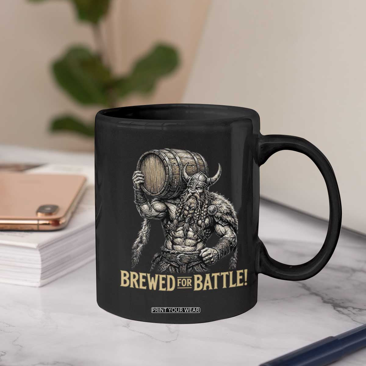 Vintage Viking Beer Drinker Warrior Gift Coffee Mug Brewed For Battle