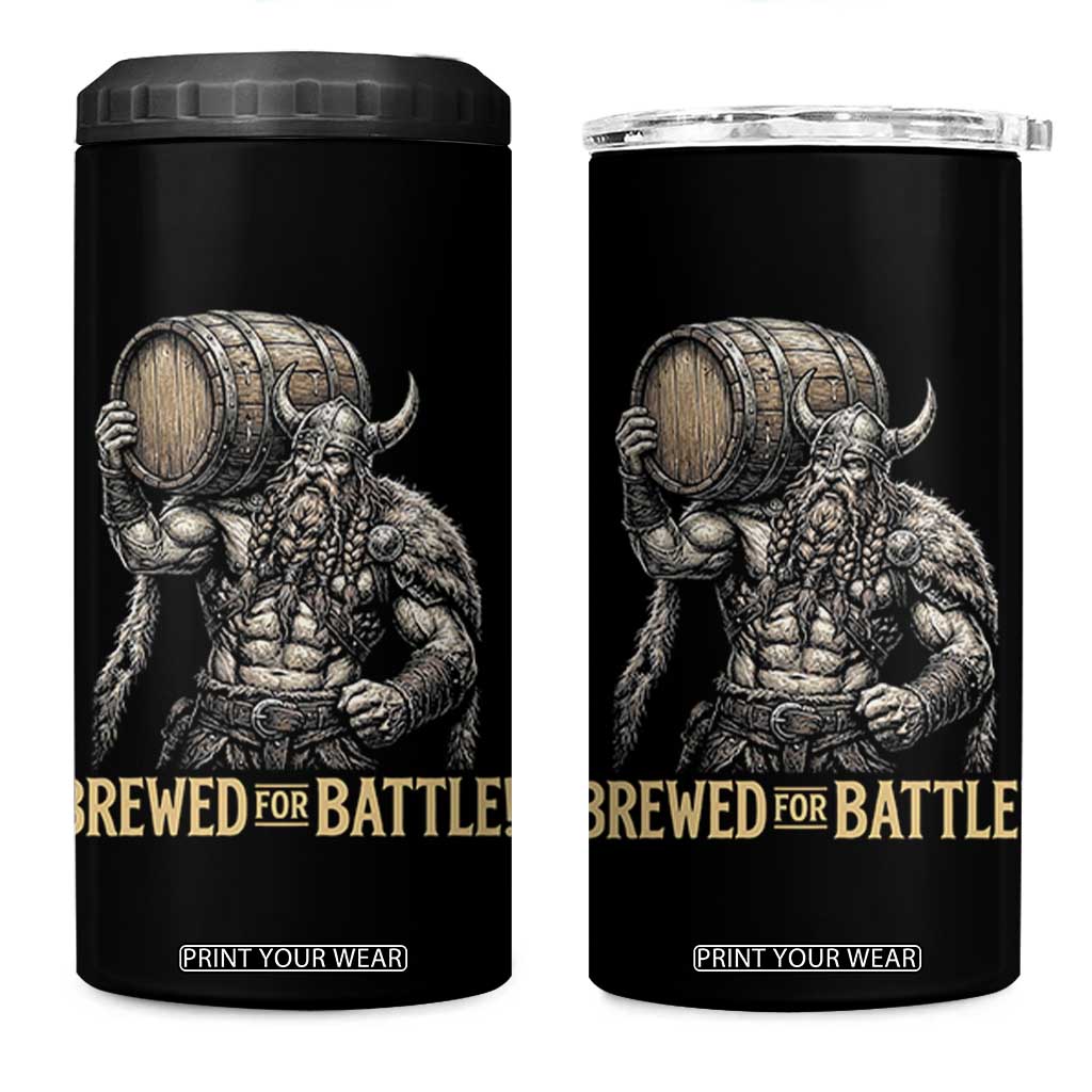 Vintage Viking Beer Drinker Warrior Gift 4 in 1 Can Cooler Tumbler Brewed For Battle TS12 One Size: 16 oz Black Print Your Wear