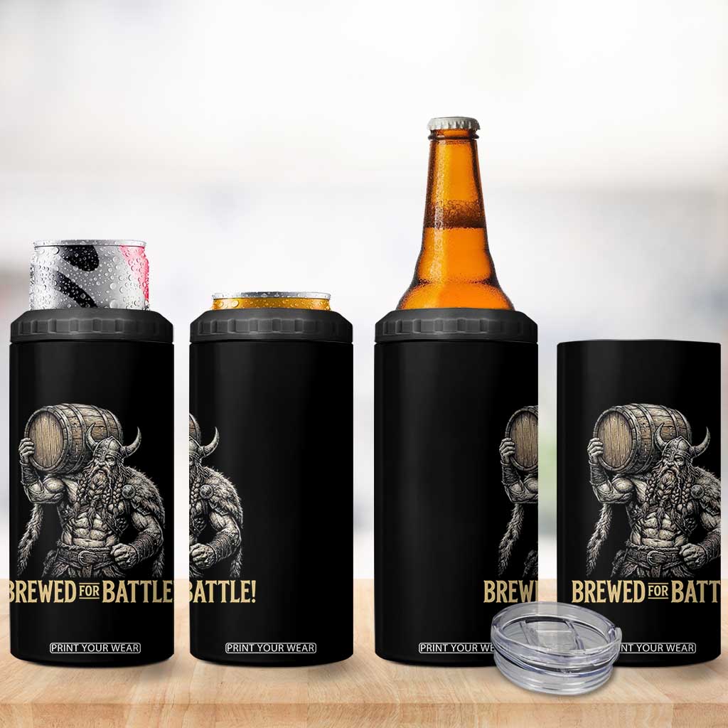 Vintage Viking Beer Drinker Warrior Gift 4 in 1 Can Cooler Tumbler Brewed For Battle