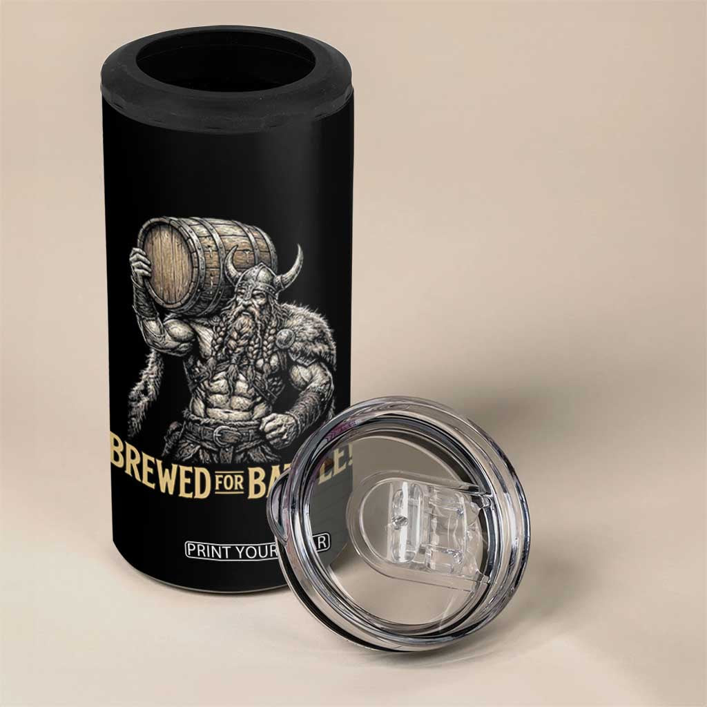 Vintage Viking Beer Drinker Warrior Gift 4 in 1 Can Cooler Tumbler Brewed For Battle