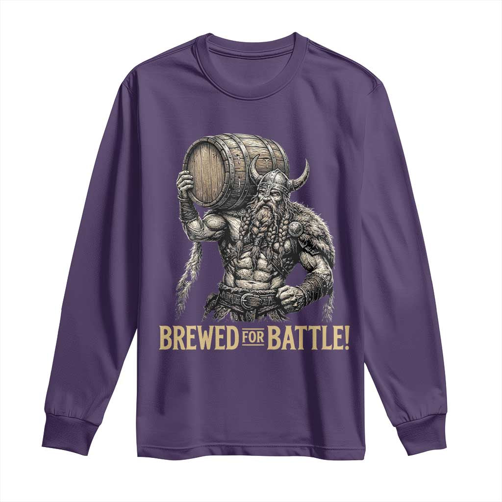 Vintage Viking Beer Drinker Warrior Gift Long Sleeve Shirt Brewed For Battle