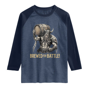 Vintage Viking Beer Drinker Warrior Gift Raglan Shirt Brewed For Battle