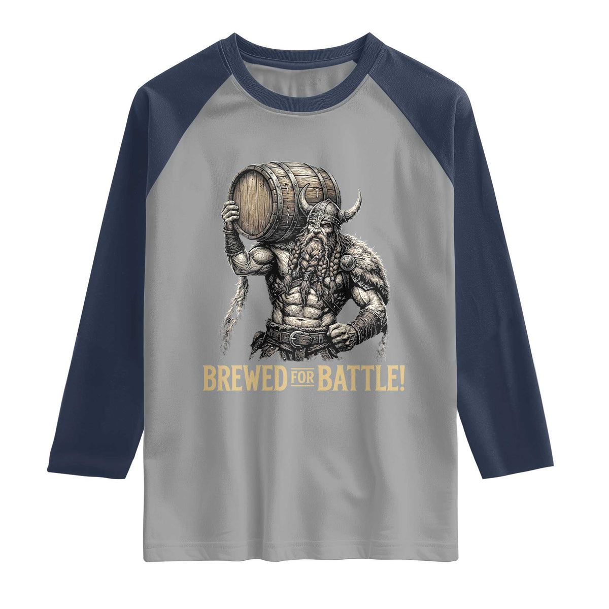 Vintage Viking Beer Drinker Warrior Gift Raglan Shirt Brewed For Battle