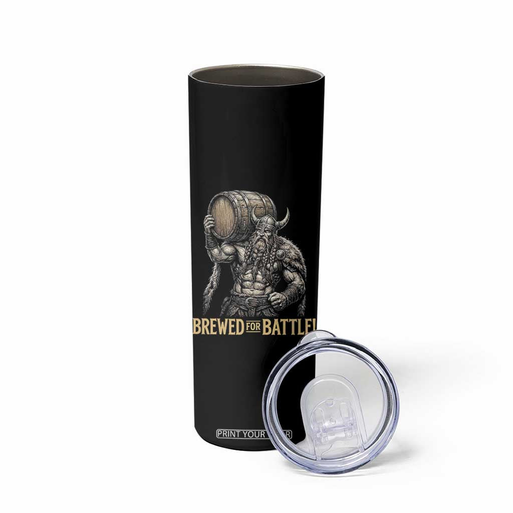 Vintage Viking Beer Drinker Warrior Gift Skinny Tumbler Brewed For Battle