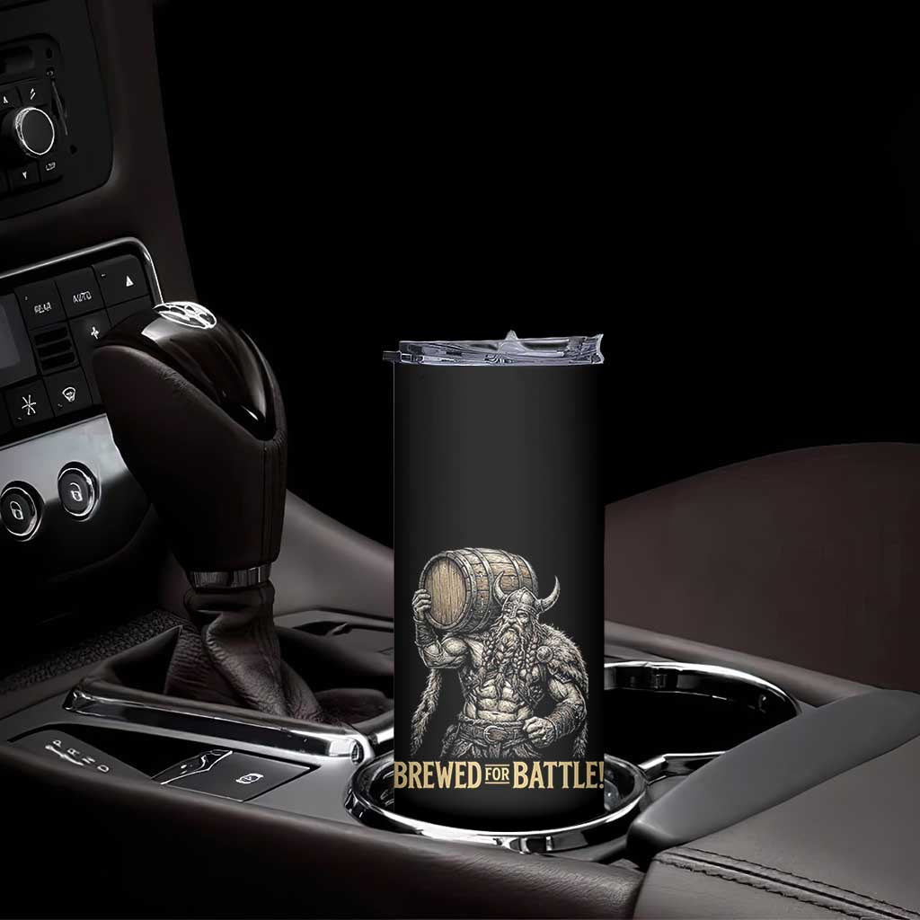 Vintage Viking Beer Drinker Warrior Gift Skinny Tumbler Brewed For Battle