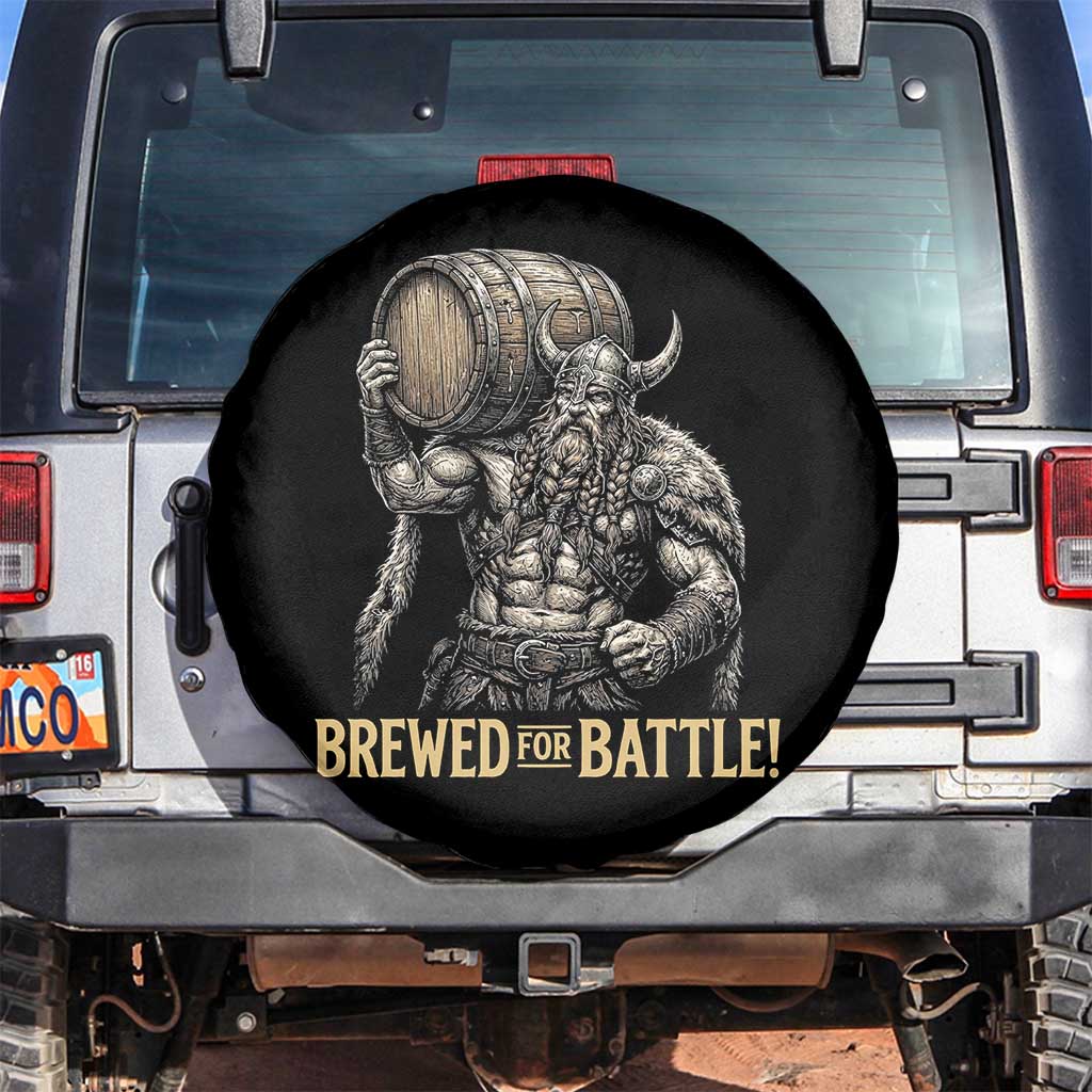 Vintage Viking Beer Drinker Warrior Gift Spare Tire Cover Brewed For Battle TS12 No hole Black Print Your Wear