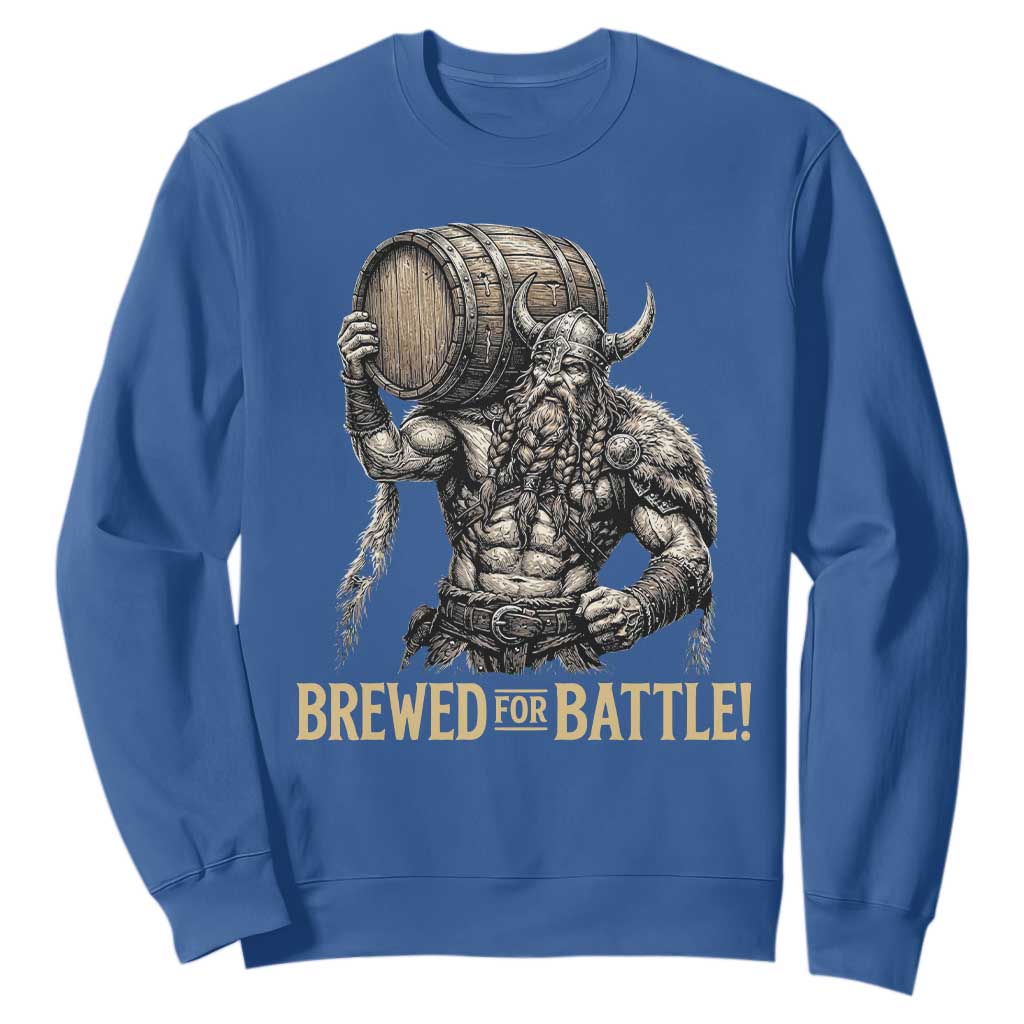 Vintage Viking Beer Drinker Warrior Gift Sweatshirt Brewed For Battle