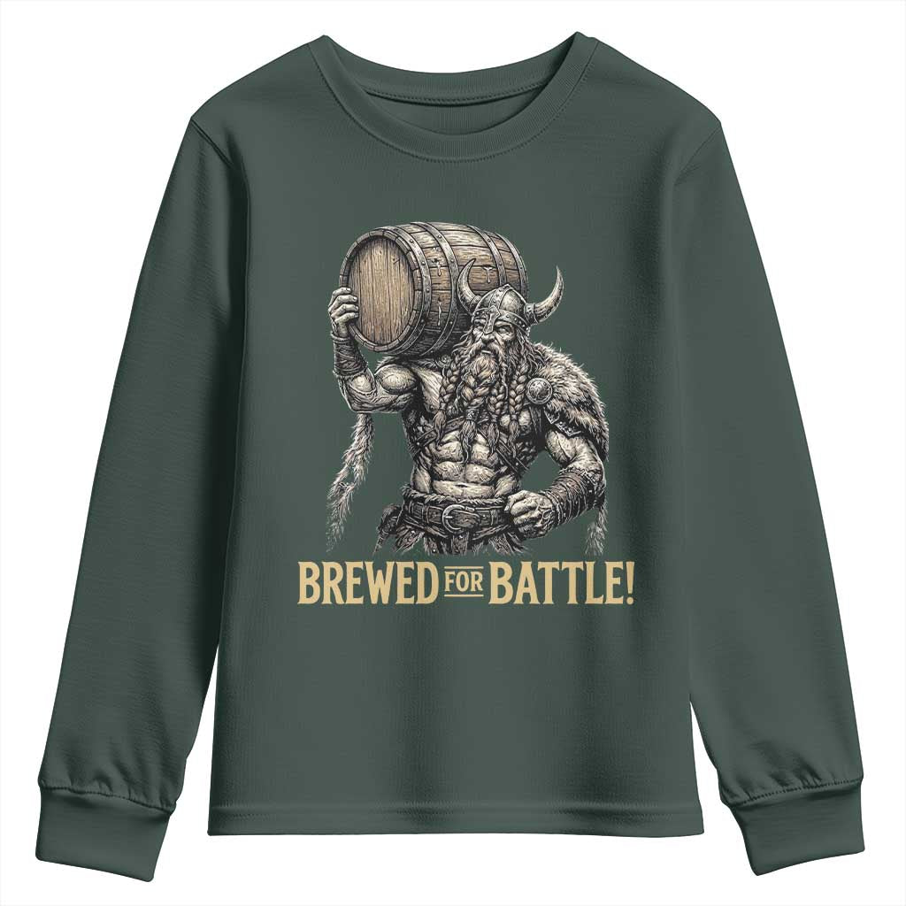 Vintage Viking Beer Drinker Warrior Gift Youth Sweatshirt Brewed For Battle