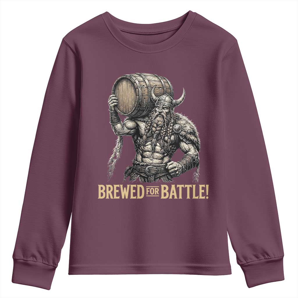 Vintage Viking Beer Drinker Warrior Gift Youth Sweatshirt Brewed For Battle
