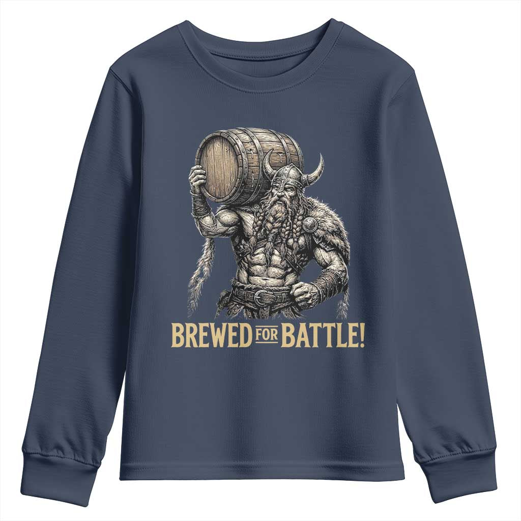 Vintage Viking Beer Drinker Warrior Gift Youth Sweatshirt Brewed For Battle