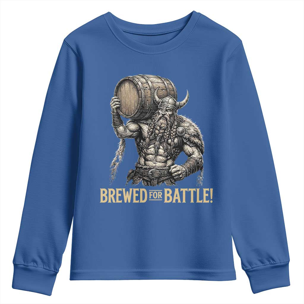 Vintage Viking Beer Drinker Warrior Gift Youth Sweatshirt Brewed For Battle