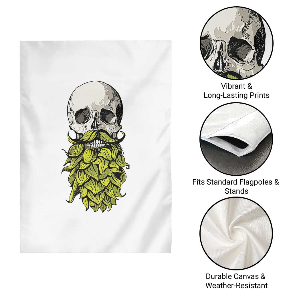 Vintage Craft Brewer Beer Lover Gift Garden Flag Beer Hops Beard Skull