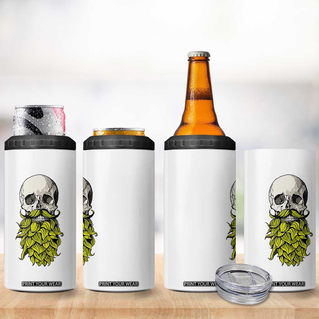 Vintage Craft Brewer Beer Lover Gift 4 in 1 Can Cooler Tumbler Beer Hops Beard Skull