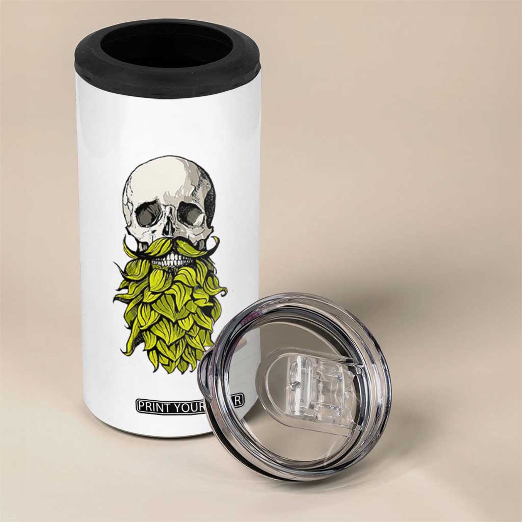 Vintage Craft Brewer Beer Lover Gift 4 in 1 Can Cooler Tumbler Beer Hops Beard Skull