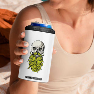 Vintage Craft Brewer Beer Lover Gift 4 in 1 Can Cooler Tumbler Beer Hops Beard Skull