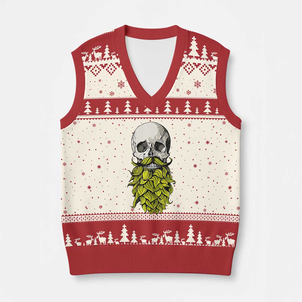 Vintage Craft Brewer Beer Lover Gift V-Neck Knit Sweater Vest Beer Hops Beard Skull TS12 Beige Red Print Your Wear