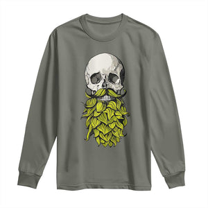 Vintage Craft Brewer Beer Lover Gift Long Sleeve Shirt Beer Hops Beard Skull