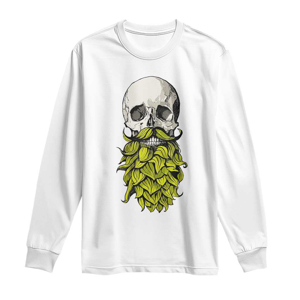 Vintage Craft Brewer Beer Lover Gift Long Sleeve Shirt Beer Hops Beard Skull TS12 White Print Your Wear