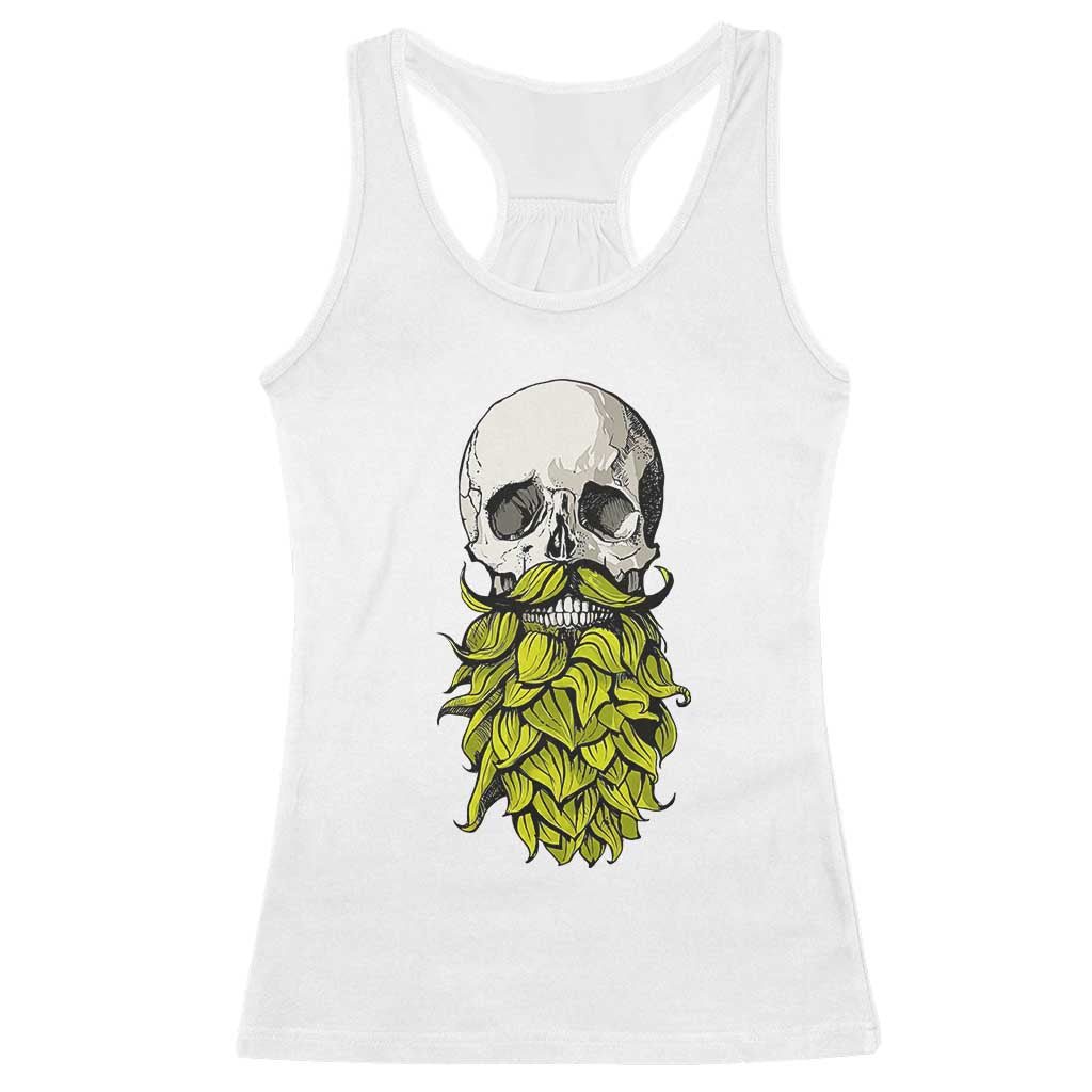 Vintage Craft Brewer Beer Lover Gift Racerback Tank Top Beer Hops Beard Skull TS12 White Print Your Wear
