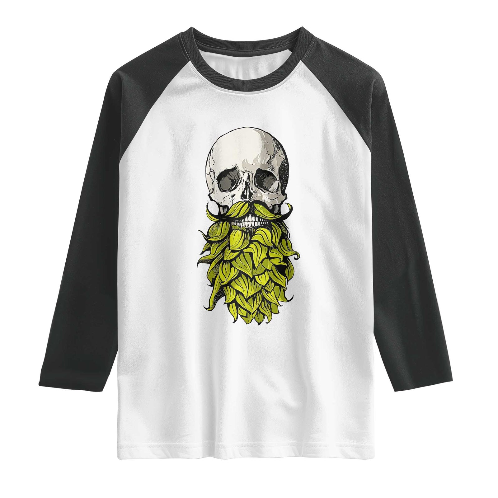 Vintage Craft Brewer Beer Lover Gift Raglan Shirt Beer Hops Beard Skull TS12 White Black Print Your Wear