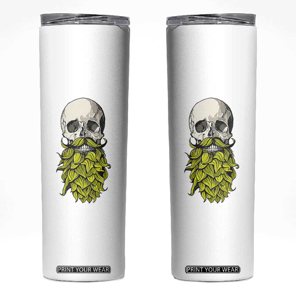 Vintage Craft Brewer Beer Lover Gift Skinny Tumbler Beer Hops Beard Skull TS12 White Print Your Wear
