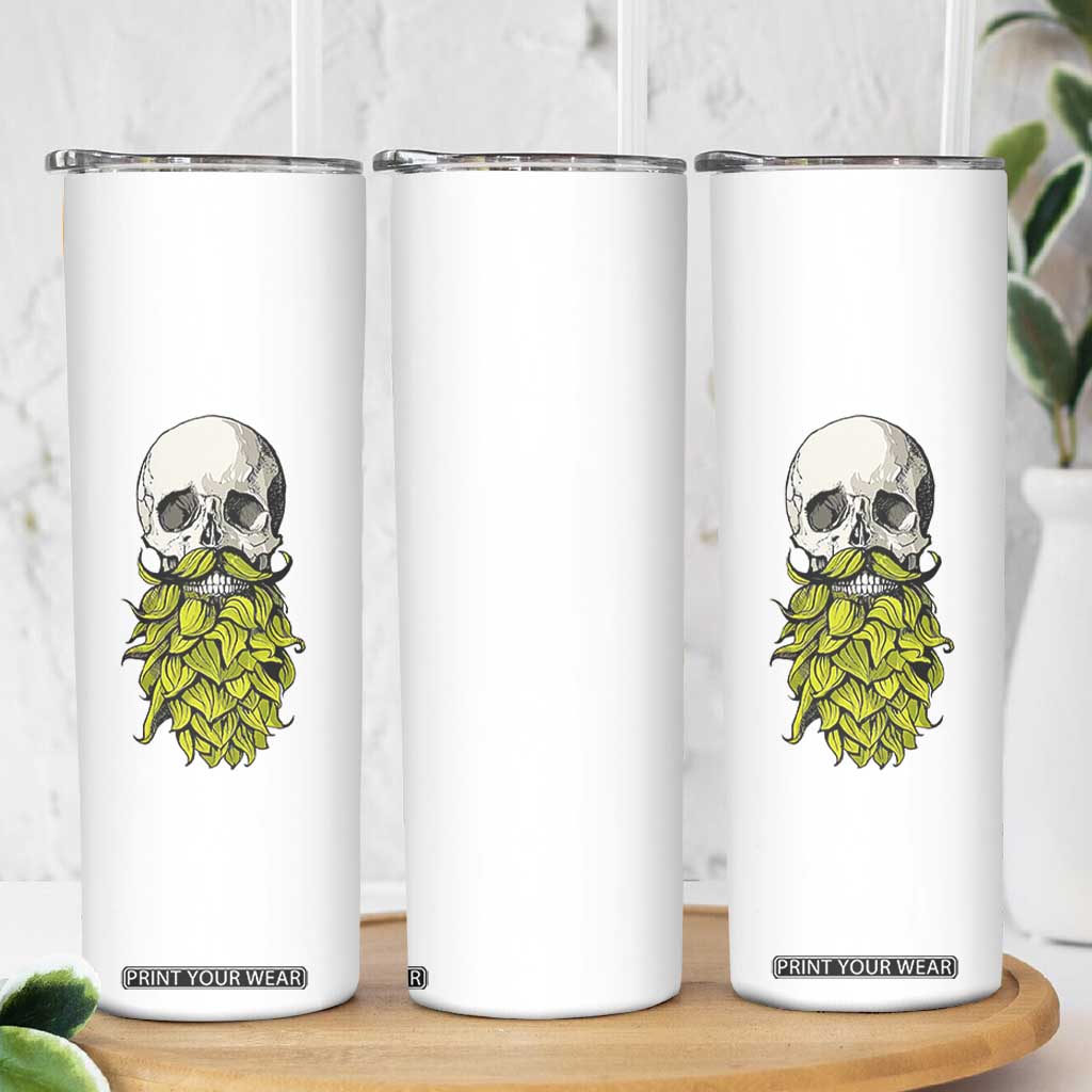 Vintage Craft Brewer Beer Lover Gift Skinny Tumbler Beer Hops Beard Skull