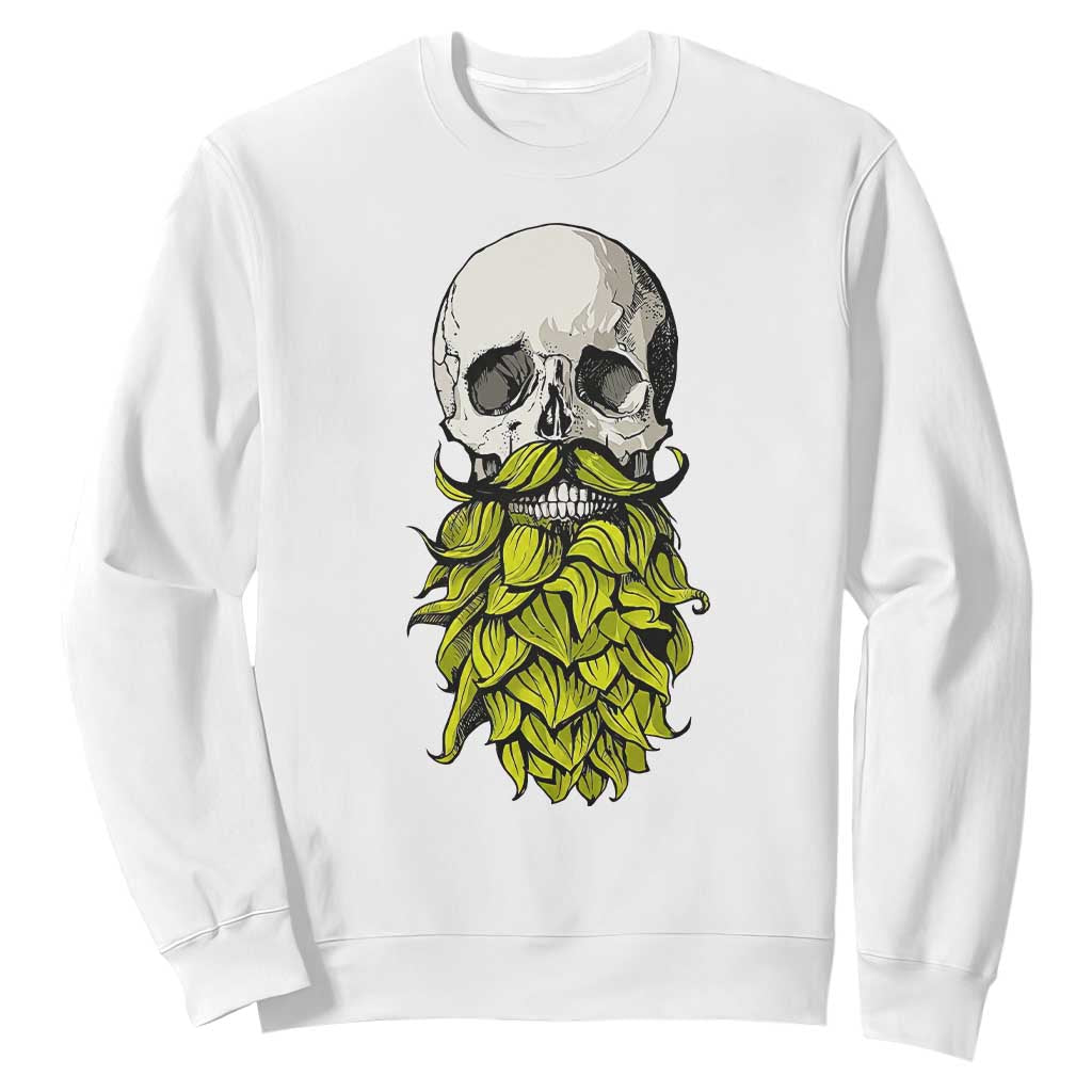 Vintage Craft Brewer Beer Lover Gift Sweatshirt Beer Hops Beard Skull TS12 White Print Your Wear