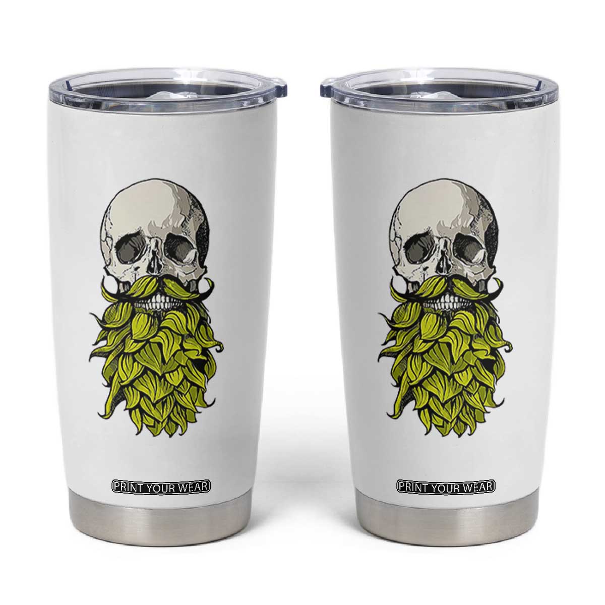 Vintage Craft Brewer Beer Lover Gift Tumbler Cup Beer Hops Beard Skull TS12 White Print Your Wear