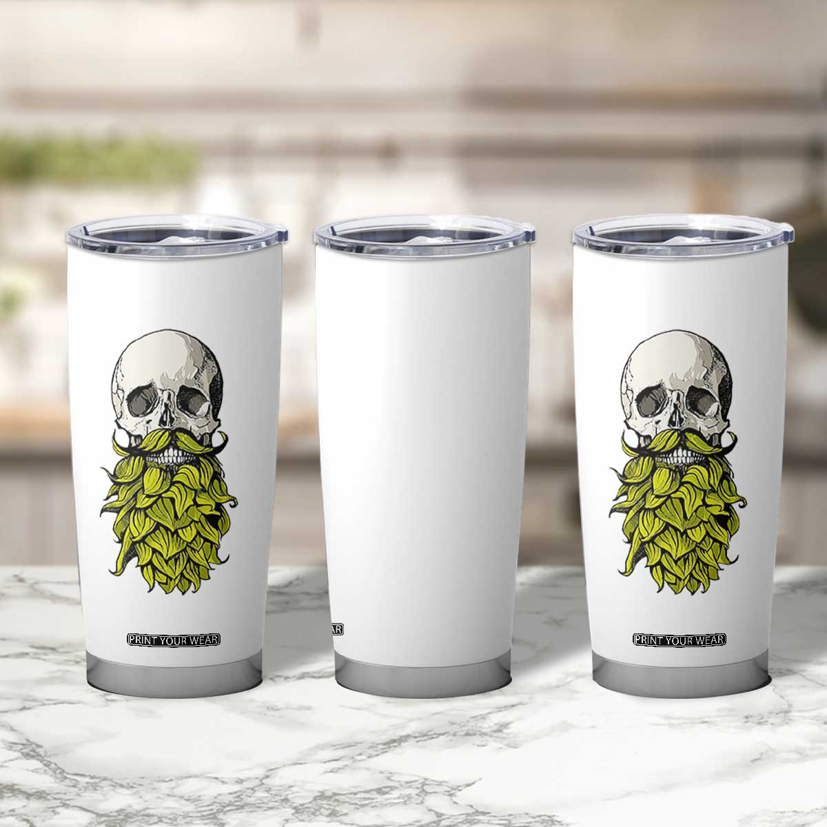 Vintage Craft Brewer Beer Lover Gift Tumbler Cup Beer Hops Beard Skull