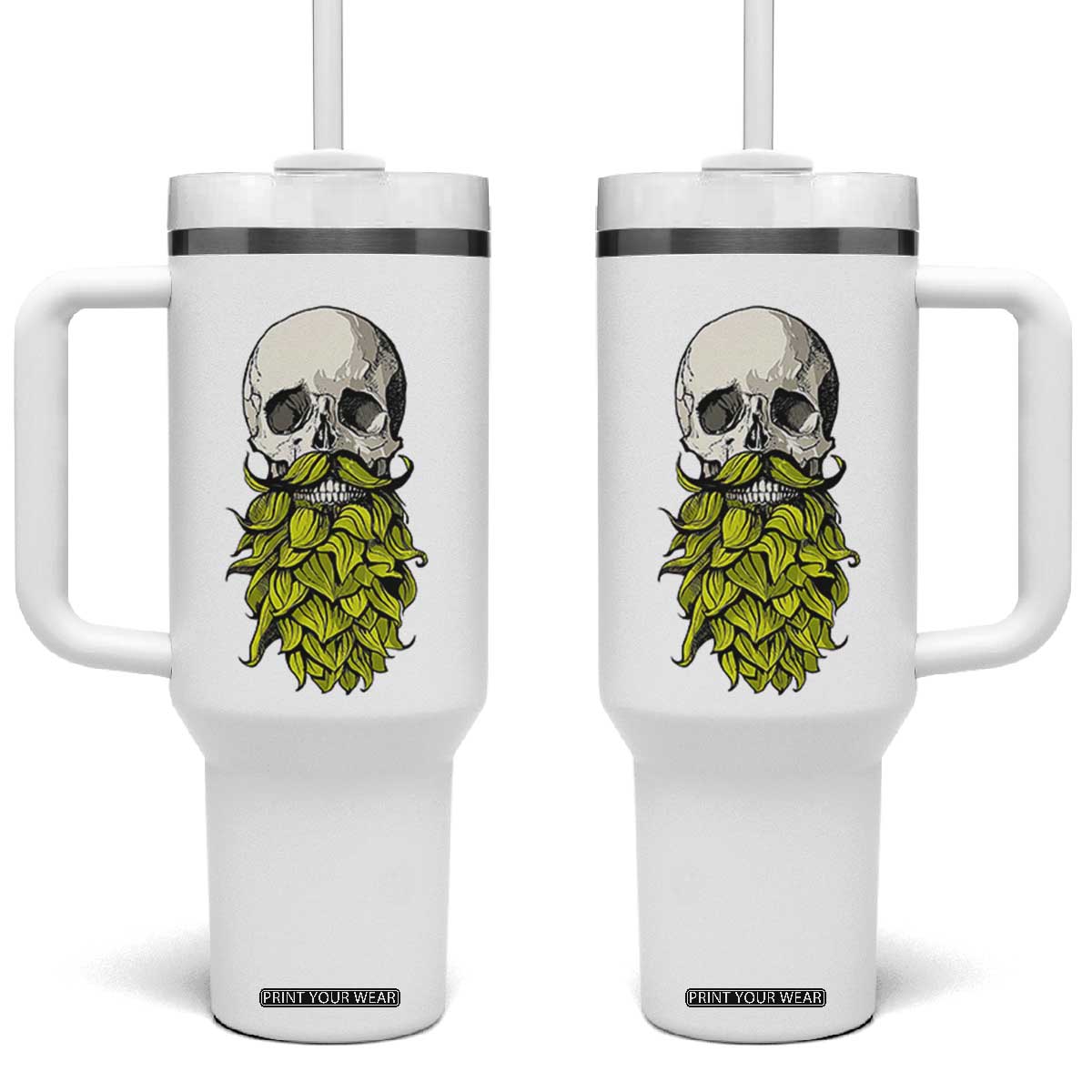 Vintage Craft Brewer Beer Lover Gift Tumbler With Handle Beer Hops Beard Skull TS12 One Size: 40 oz White Print Your Wear