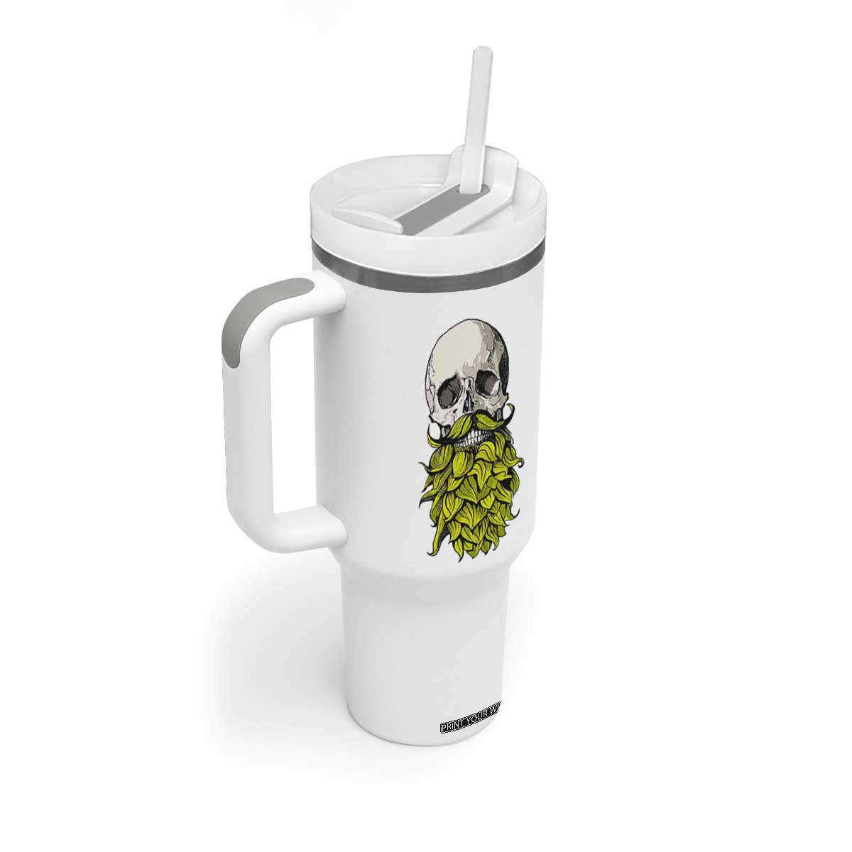 Vintage Craft Brewer Beer Lover Gift Tumbler With Handle Beer Hops Beard Skull